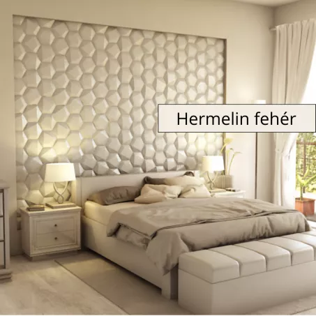 Hexa 3D falpanel 22,5 cm - Hermelin fehér