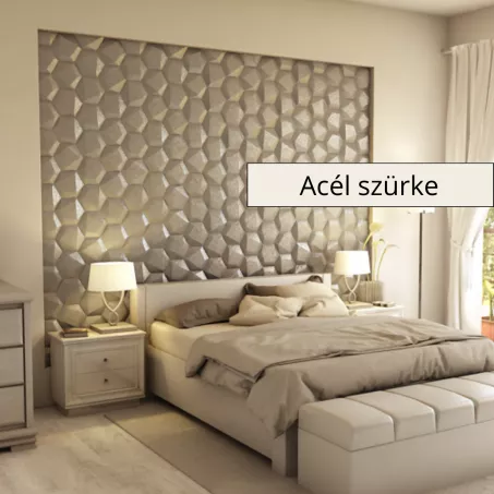 Hexa 3D falpanel 22,5 cm -Acél szürke