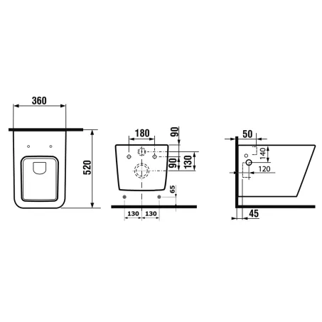 Sapho Porto fali rimless WC, bidézuhannyal 360x530 mm (PZ102RX)