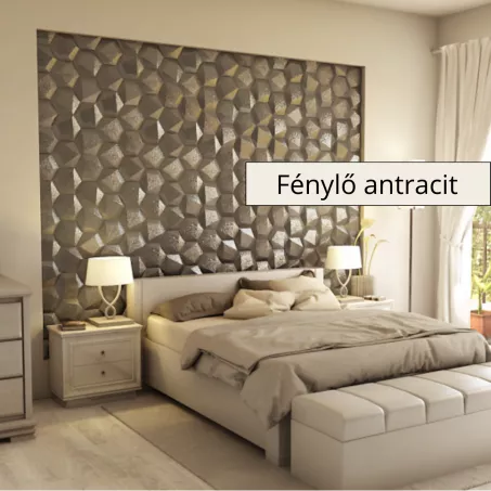 Hexa 3D falpanel 22,5 cm -Fénylő antracit