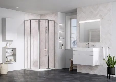 Ravak Supernova SKCP4-90 195 négyelemes zuhanykabin szatén Transparent