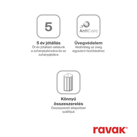 Ravak Supernova APSS-75 fix oldalfalak fehér Grape