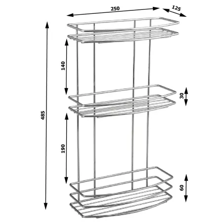 Sapho Króm Line polc 250x485x125 mm (37045)