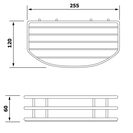 Sapho Króm Line polc 250x90x125 mm (37004)