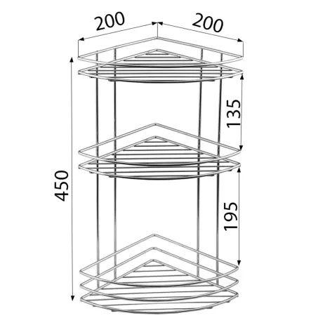 Sapho Króm Line sarokpolc 200x485x200 mm (37015)