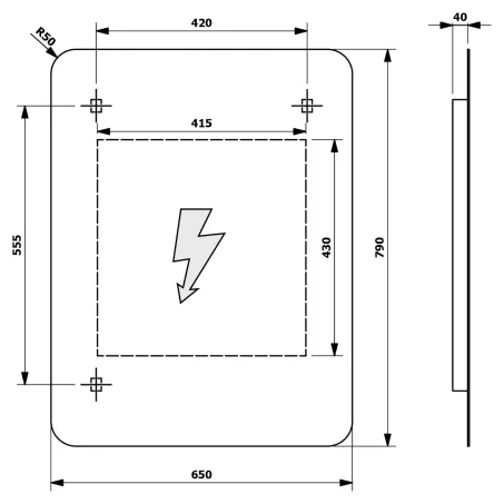 Sapho Senfineco Led 3D tükör fekete 65x80