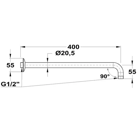 Mofém zuhanykar 90° x 400 (169-0003-02)