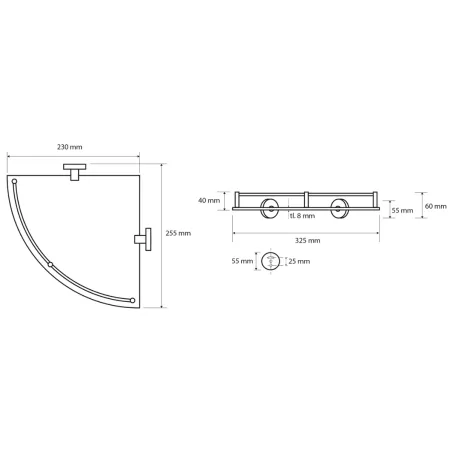 Sapho Omega Economy sarok üvegpolc 26x26x6 cm (XR605)