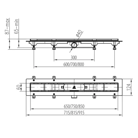 Mofém linear MLP-750 KF padló lefolyó (501-0003-00)