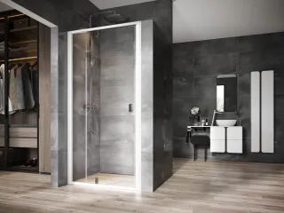 Ravak Zuhanyajtó NDOP2-100 fehér/króm zsanér, fogantyú+ Transparent