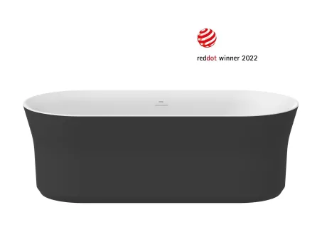 Ypsilon 180x80, akrilkád, fekete/fehér, szabadonálló, túlfolyó és lefolyó: fekete