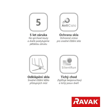 Ravak Blix BLDP4-120 négyrészes zuhanyajtó fehér Transparent
