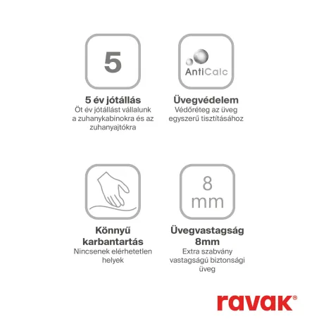 Ravak walk-in wall 90 zuhanyfal-fényes alu
