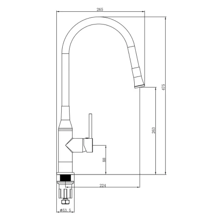 Sapho SILI mosogató-csaptelep, szilikon cső, 224/263/475mm, fekete/króm (SR426)