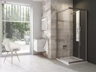 Ravak Blix BLRV2-80 sarokbelépős zuhanykabin Szatén Transparent