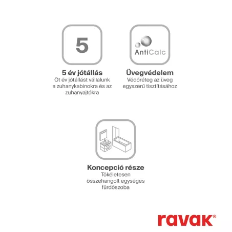 Ravak Chrome CPS-80 fix zuhanyfal fehér