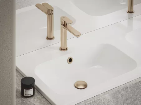 Ravak Álló mosdócsaptelep BeCool 174 mm, leeresztő nélkül, Rose Gold Brushed