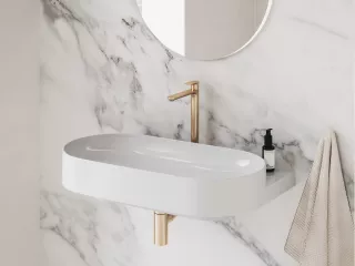 Ravak Álló mosdócsaptelep BeCool 335 mm, leeresztő nélkül, Rose Gold Brushed