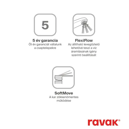 Ravak TD F 014.00 10° Free álló mosdócsaptelep leeresztő nélkül
