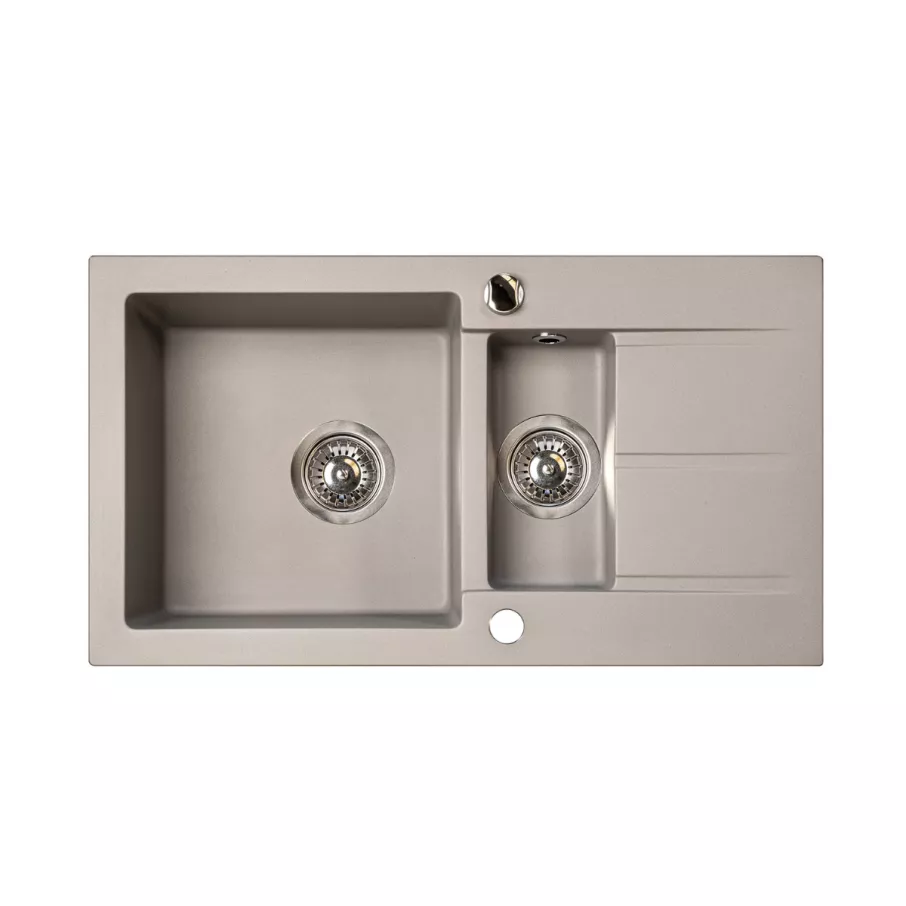 Marmorin Isao 1 medencés, szögletes mosogató gyümölcsmosóval és csepegtetővel - Taupe gray (470513026)