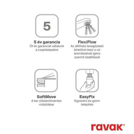 Ravak PU 015.00 Álló magas mosdócsaptelep leeresztő nélkül