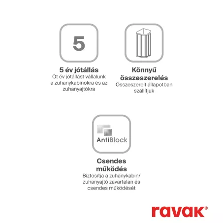 Ravak Supernova SKCP4-80 195 négyelemes zuhanykabin fehér Pearl