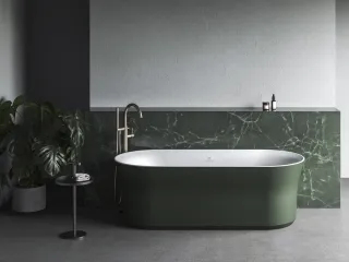 Ypsilon 180x80, akrilkád, Grey Green/fehér, szabadonálló, túlfolyó és lefolyó: fehér