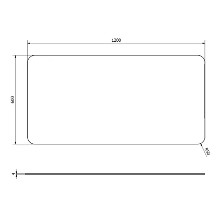 Sapho ISHAPE Tükör, lekerekített sarkokkal, akasztó nélkül, 120x60cm (AG612)