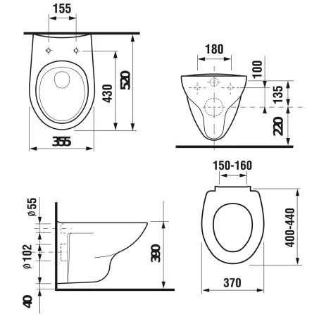 Jika Zeta mélyöblítésű fali WC (H8203960000001)