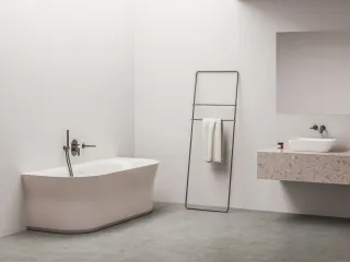 Ypsilon Wall 178x86, akrilkád, Alabaster Pink/fehér, szabadonálló, túlfolyó és lefolyó: fehér
