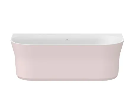 Ypsilon Wall 178x86, akrilkád, Alabaster Pink/fehér, szabadonálló, túlfolyó és lefolyó: fehér