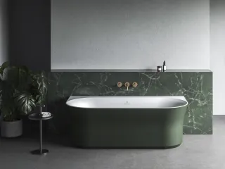 Ypsilon Wall 178x86, akrilkád, Grey Green/fehér, szabadonálló, túlfolyó és lefolyó: fehér