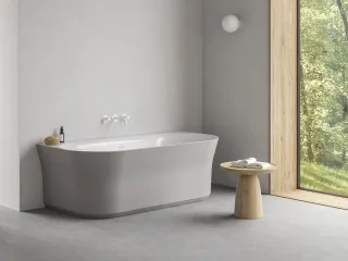Ypsilon Wall 178x86, akrilkád, Smoke Grey/fehér, szabadonálló, fehér lefolyóval