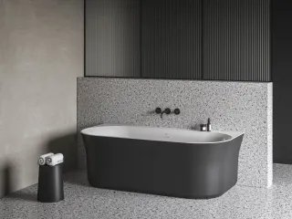 Ypsilon Wall 178x86, akrilkád, fekete/fehér, szabadonálló, túlfolyó és lefolyó: fekete