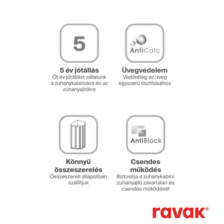 Ravak Zuhanykabin SKCP4-90 195 fekete+Grape üveg