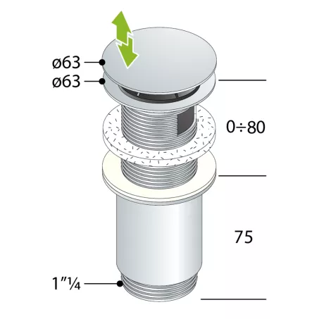 OMP TEA klik-klak mosdólefolyó, univerzális, mag: max 80mm