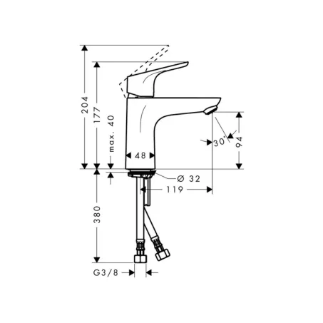 Hansgrohe Focus 100 mosdó csaptelep,lefolyógarnitúra nélkül(31517000)