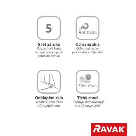 Ravak Blix BLDP4-120 négyrészes zuhanyajtó fehér Transparent