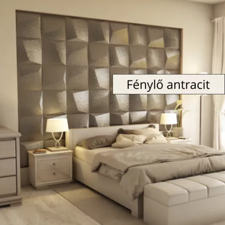 Mezolit 3D falpanel 40x40cm - Fénylő antracit
