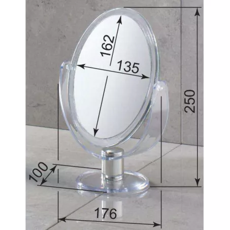 Sapho álló kozmetika tükör, 176x250x100mm, átlátszó kerettel (CO2018)