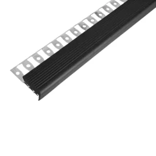 Alumínium gumibetétes élvédő lépcsőprofil 25x10 mm/2,50 m fekete gumival