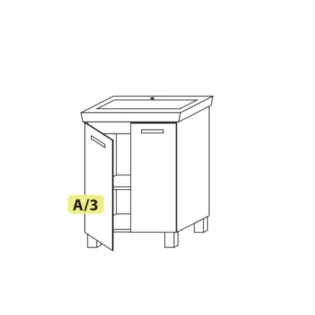 Sanglass Premium LX 65 A/3 két ajtós állószekrény - magasfényű akril MDF