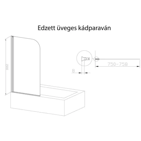 H2O Edzett üveges kádparaván