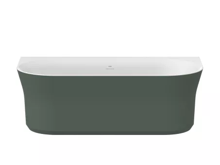 Ypsilon Wall 178x86, akrilkád, Grey Green/fehér, szabadonálló, túlfolyó és lefolyó: fehér