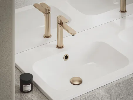 Ravak Álló mosdócsaptelep BeCool 174 mm, leeresztő nélkül, Rose Gold Brushed