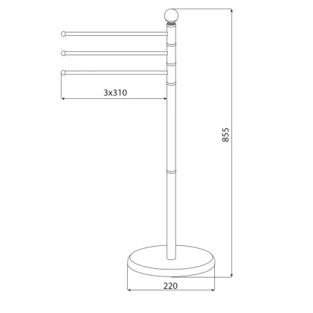 Sapho Samba szabadon álló törölközőtartó 3 részes 220x855x420 mm (SB161)