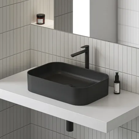 Ravak Álló mosdócsaptelep BeCool 335 mm, leeresztő nélkül, Black Matt