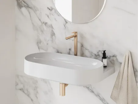 Ravak Álló mosdócsaptelep BeCool 335 mm, leeresztő nélkül, Rose Gold Brushed