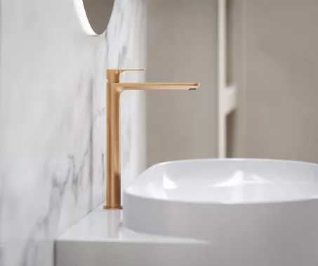 Ravak Álló mosdócsaptelep BeCool 335 mm, leeresztő nélkül, Rose Gold Brushed