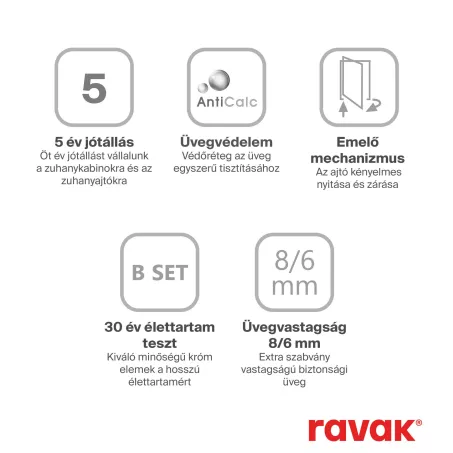 Ravak Brilliant BSDPS-110x80 balos zuhanykabin fix fallal